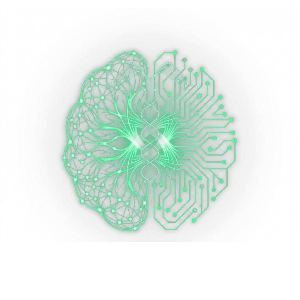 Mercury emblem — half-organic, half-circuit brain bound at a central knot